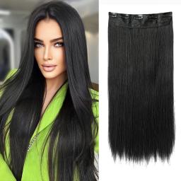 Long Straight Hair Pieces Synthetic Clip In Hair Extensions Elegant For Daily Use Hair Accessories for Instant Volume and Length