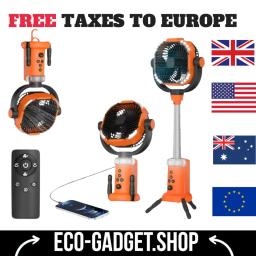 Camping Fan 20000mAh Rechargeable Portable Camping Fan Wireless Outdoor Camping Tent Ceiling Fan with Light and Remote Control