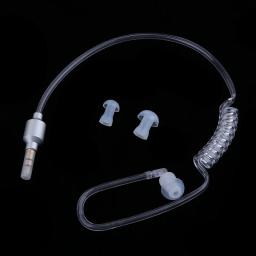 Anti-Radiation Mono Earphones 3.5mm Stereo Acoustic Hollow Air Tube Wired Earpiece Hands-free with Mic Headsets Lightweight