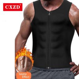 CXZD Men Waist Trainer Vest for Weight loss Hot Neoprene Corset Body Shaper Zipper Sauna Tank Top Workout Shapers Shirt Shapers