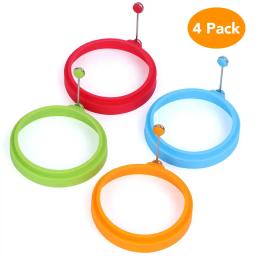 4pcs/pack Silicone Egg Rings Omelette Round Non Stick Fried Egg Mold Pancakes Maker Molds Breakfast Egg Sandwich Cooker Maker