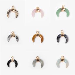 3pcs/lot Hot Sale Moon Shape Natural Stone Pendants Charms Pendants For Jewelry Making Supplies Fit Necklace Earrings 16x15mm