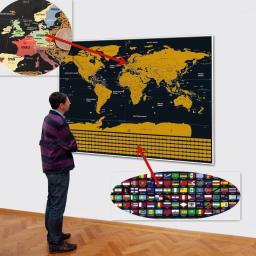 1PCS Travel Scratch Off Maps - Deluxe Globe Scratch Maps with Colourful Capitals, Cities, Landmarks, Cartography - Travel Gift 2