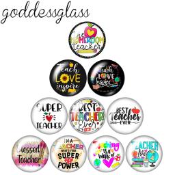 New Best Teacher Teach Love Inspire Text 10pcs 12mm/18mm/20mm/25mm Round photo glass cabochon demo flat back Making findings
