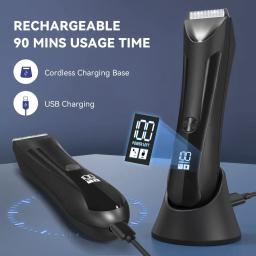 Electric Body Hair Trimmer Shaver Waterproof Groin for Men Ball USB Recharge Dock Grooming Kit Replaceable Ceramic Blade Male H