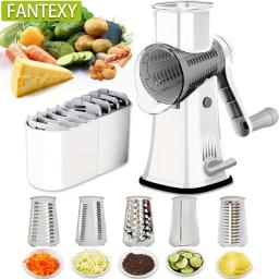 5-in-1 Rotary Cheese Grater & Vegetable Slicer – Manual Kitchen Gadget with Strong Suction Base for Safety and Ease Lanky box