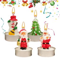 Christmas Candles Scented Holiday Candle Set Soy Wax 4Pieces Scented Candles Set Cute Winter Candle Set Long-Lasting Fragrance