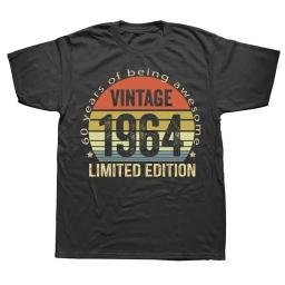 Men Women Birthday Anniversary T-shirts 1964 60th 60 Years Old Limited Edition Vintage Cotton T Shirt Gift Short Sleeve Tee Tops