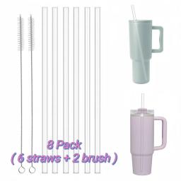 8 Pack Replacement Straws Compatible Stanley 40oz Tumbler, Plastic Clear Reusable for Stanley Adventure Quencher Travel Tumbler
