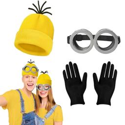 Minions Costume for Adult Anime Movie Despicable Me Cosplay Yellow Beanie Steampunk Goggles Gloves Suit Halloween Party Costumes