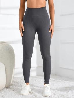 High Waisted Seamless Yoga Leggings, Ribbed Sportswear Tights, Fitness Apparel for Women, Gym and Casual Wear For Fall & Winter