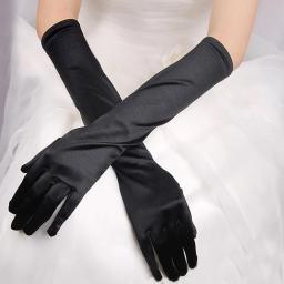 Women Long Satin Smooth Sunscreen Driving Gloves Female Evening Party Formal Prom Satin Stretch Ceremonial Vintage Gloves