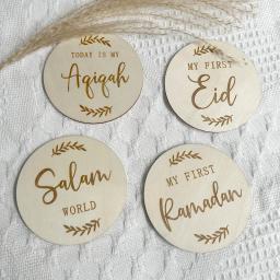 Islamic Milestone Card Muslim Birth Announcement Salam World First Eid Ramadan Aqiqah Photo Prop baby shower Eid al-Fitr gift