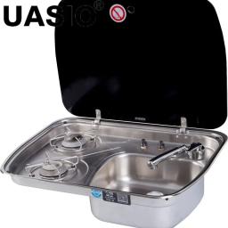 RV GAS STOVE Stainless steel black glass kitchen sink integrated gas cooktop for RV parts and accessories