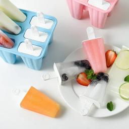 Ice Cream Mold DIY 6 Holes Ice Pop Maker Reusable Popsicle For Kids Popsicle Mould Kitchen Durable Ice Cream Cube Tools