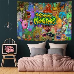 Cartoon Music Game My Singing Monsters  Printed Large Wall Tapestry Indian Buddha Witchcraft Hippie Wall Art Decor