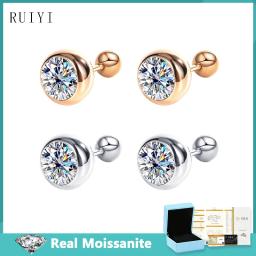 Real Moissanite Stud Earrings for Women Men 925 Silver Trendy Bubble D Color Moissanite Diamond Earring Jewelry Gifts with GRA