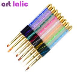 Cat Eye Rhinestone Nail Art, Acrylic UV Gel Extension Liner, Grids Flower Design, Painting Pen Brush, Manicure Tool, 8 Styles