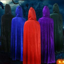 Adult Kids Christmas Velvet Cloak Cape Hooded Medieval Costume Witch Wicca Vampire Carnival Party Children Full Length Coats