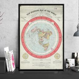 Hd Print 1892 Flat Earth Movie World Map Poster And Print Vintage Picture Canvas Painting Modern Room Decoration Aesthetic
