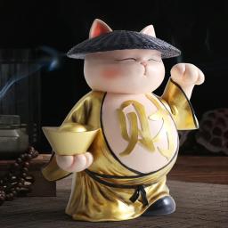 Fortune Cat Adornment, Creative, Simple, Household, Living Room Resin, Rich Cat, High-end, Shop Checkstand, Handwork, Decorative