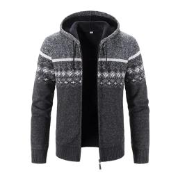 Men's Zipper Hooded Outwears Sweater Spring Autumn Warm Fleece Long Sleeve Front Open Hooded Sweatshirt Plus Size Casual Jackets