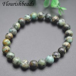 Round Crystal African Turquoise Natural Stone Stretched Beaded Elastic Rope Bracelet for Women Dia 8mm Wholesale Price