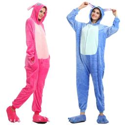 Anime Stitch Cosplay Costume for Adult Lilo Stitch Onesies Pajamas Sleepwear Couple Kigurumi Halloween Costumes for Men Women