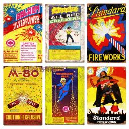 All Red Crackers Fireworks Tin Sign art wall decoration,vintage aluminum retro metal sign,iron painting vintage decoration sign,
