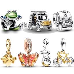 Charms 925 Sterling Silver Car Backpack Monkey Sloth Frog Fit Pandora Bracelet Women 925 Silver Pendant Beads Jewelry Hot Gift