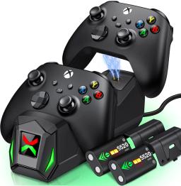 Dual Fast Charger For Xbox One X/S/Elite Xbox Series X/S Wireless Controller 2X2550mAh Rechargeable Battery Pack For Xbox One