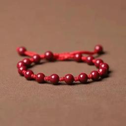 Customized Natural Red Cinnabar 6mm Beads Bracelet Jade Round Hand Weaving Jewellery Fashion Man Woman Luck Amulet New