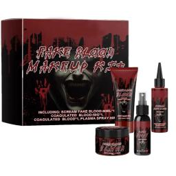 Fake Blood Makeup Kit Halloween Body Paint Blood Makeup Long-lasting Coagulated Bloody Scar Simulation Cosmetic For Adults