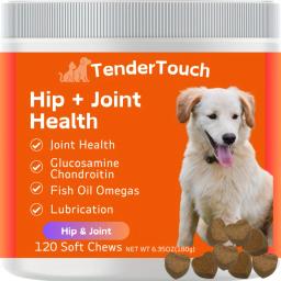 120 Chews - 1 Pack (1 x 180g/6.35oz) 180g/6.35oz - TenderTouch Hip & Joint Health - Glucosamine for Dogs Soft Chews
