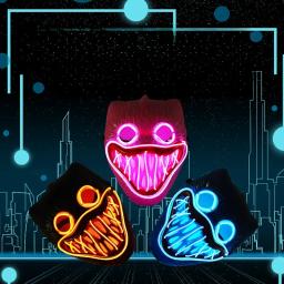 2024 Hot Style LED Luminous Mask Poppy Halloween Horror Mask USB Flash Ghost Mask Prom Ghost Face Shell