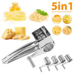5 in 1 Stainless Steel Rotary Cheese Grater Shredder Vegetable Cutter Grinder Kitchen Gadgets Kitchen Tool