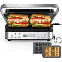 Removable Plates, 6 in 1 Indoor Grill & Griddle with Meat Thermometer, CATTLEMAN CUISINE