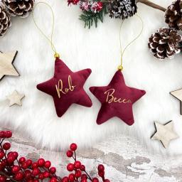 Hanging Star Small Name Velvet Star Christmas Tree Ornaments Personalized Star Pillow Home Shop Decoration
