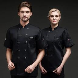 New 2024 Men's and Women's Short Sleeved Summer Hotel Restaurant Chef Work Uniforms Breathable Mesh Chef Suit with Long Sleeves