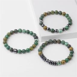 3pcs/set African Turquoises Beads Bracelets For Men 8mm Natural Stone Labradorite Lava Stretch Bracelet Set Yoga Bangles Hombre