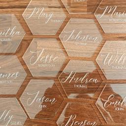 Custom Acrylic Place Card Wedding Guest Name Cards Favor Hexagon Rectangle Round Name Tags Modern Party Decor Baby Bridal Shower