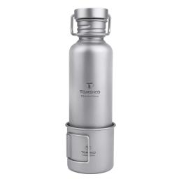 750ml / 600ml TOMSHOO Full Titanium Water Bottle Ultralight Outdoor Camping Hiking Cycling Water Bottle with Extra Plastic Lid