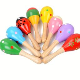Mini Wooden Children Maracas Toys Premium Quality Funny Baby Sand Hammer Toy Noisemaker Infant Sound Recognition Educational Toy