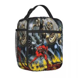 Iron Maidens The Number Of The Beast Insulated Lunch Bag Rock Band Food Container Bags Reusable Cooler Thermal Lunch Box