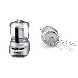 Mini Prep Plus Food Processor 3-Cup Chopper Grinder Set of 3 Fine Mesh Stainless Steel Strainers Fast Easy Cleanup Patented
