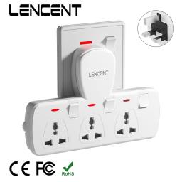 LENCENT Multi Plug Extension Socket with 3 Universal AC Outlets 13A 3250W Extension Plug Adapter with Switch for Home Office