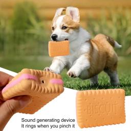 Dog Chew Toy Built-in Squeaker Simulation Biscuit Cake Bite-Resistant Latex Toy Exercise Toy Small Large Dogs Toy Pet Supplies