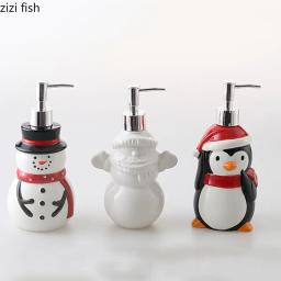 Little Bear Ceramic Soap Bottle Bathroom Supplies Christmas Cartoon Hand Sanitizer Bottle  Shampoo Shower Gel Lotion Bottles