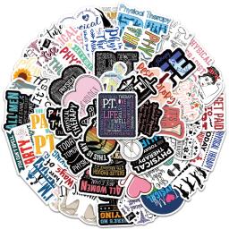 50Pcs Physical Therapy Phrase Stickers DIY Cartoon Waterproof Graffiti for Luggage Phone Guitar Bicycle Laptop Life Quotes Decal