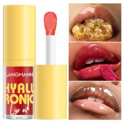 Langmanni 6Colors Transparent Hyaluronic Acid Lip Oil Glossy Hydrating Moisturizing Lip Gloss Volumizing Light Tone Lip Balm Hot